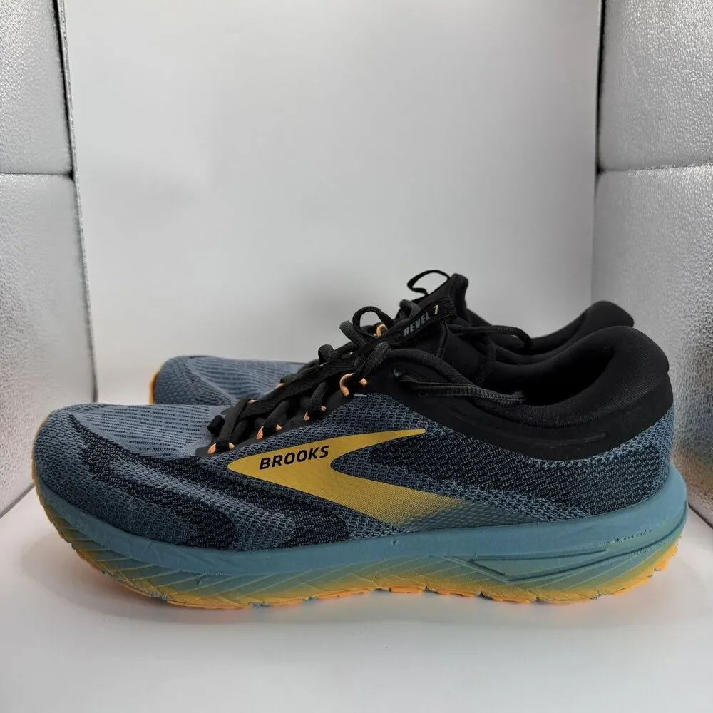 Brooks Revel 7 Shoes Mens Size 13 D Blue Yellow Running Cushioned Trainer